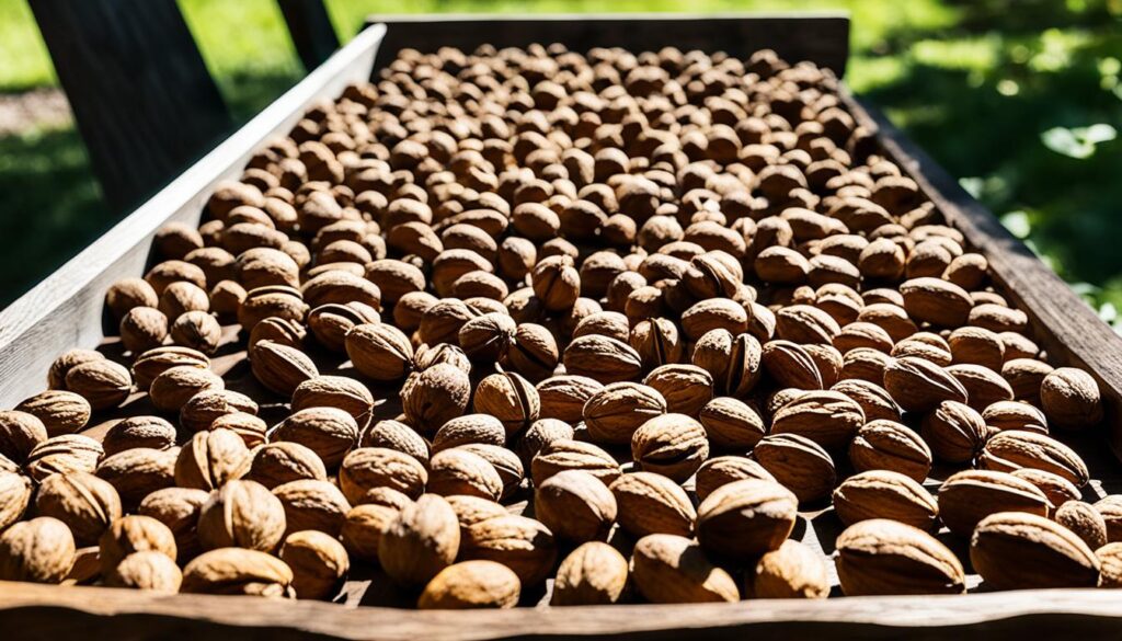 Drying walnuts