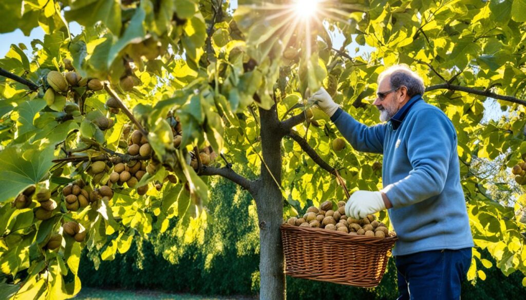 Walnut harvesting process