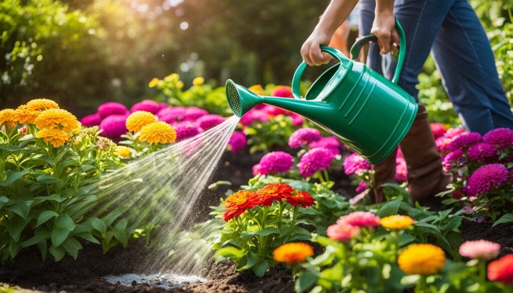 Watering Zinnia Plants