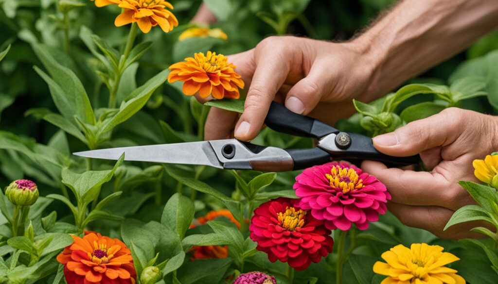 pruning zinnias