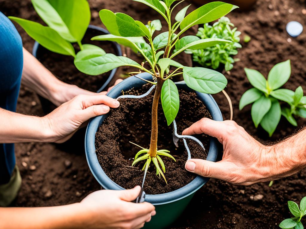 transplanting avocado seedling